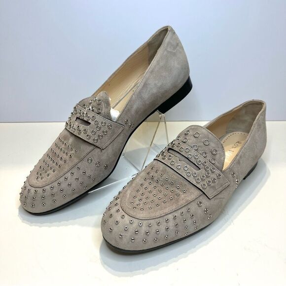 Ron White Shoes - Ron White Kaysen Cashmere Suede Studded Loafer in Gray Size 9‎ (39.5) NWOB